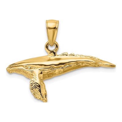 14K Yellow Gold Humpback Whale Charm