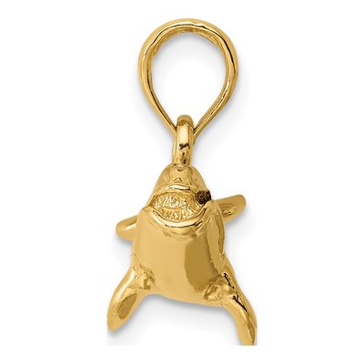 14K Yellow Gold 3-D Bowhead Whale Charm – view 3