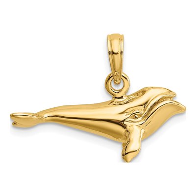 14K Yellow Gold 3-D Bowhead Whale Charm – view 4