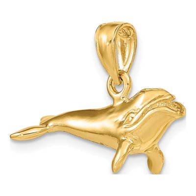 14K Yellow Gold 3-D Bowhead Whale Charm – view 5