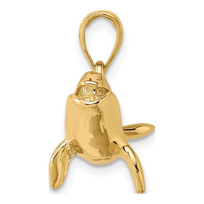 14K Yellow Gold 3D Bowhead Whale Charm – view 3