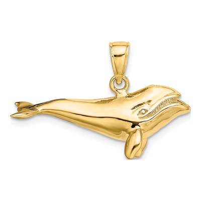 14K Yellow Gold 3D Bowhead Whale Charm – view 4