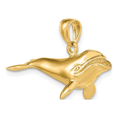 14K Yellow Gold 3D Bowhead Whale Charm – view 5
