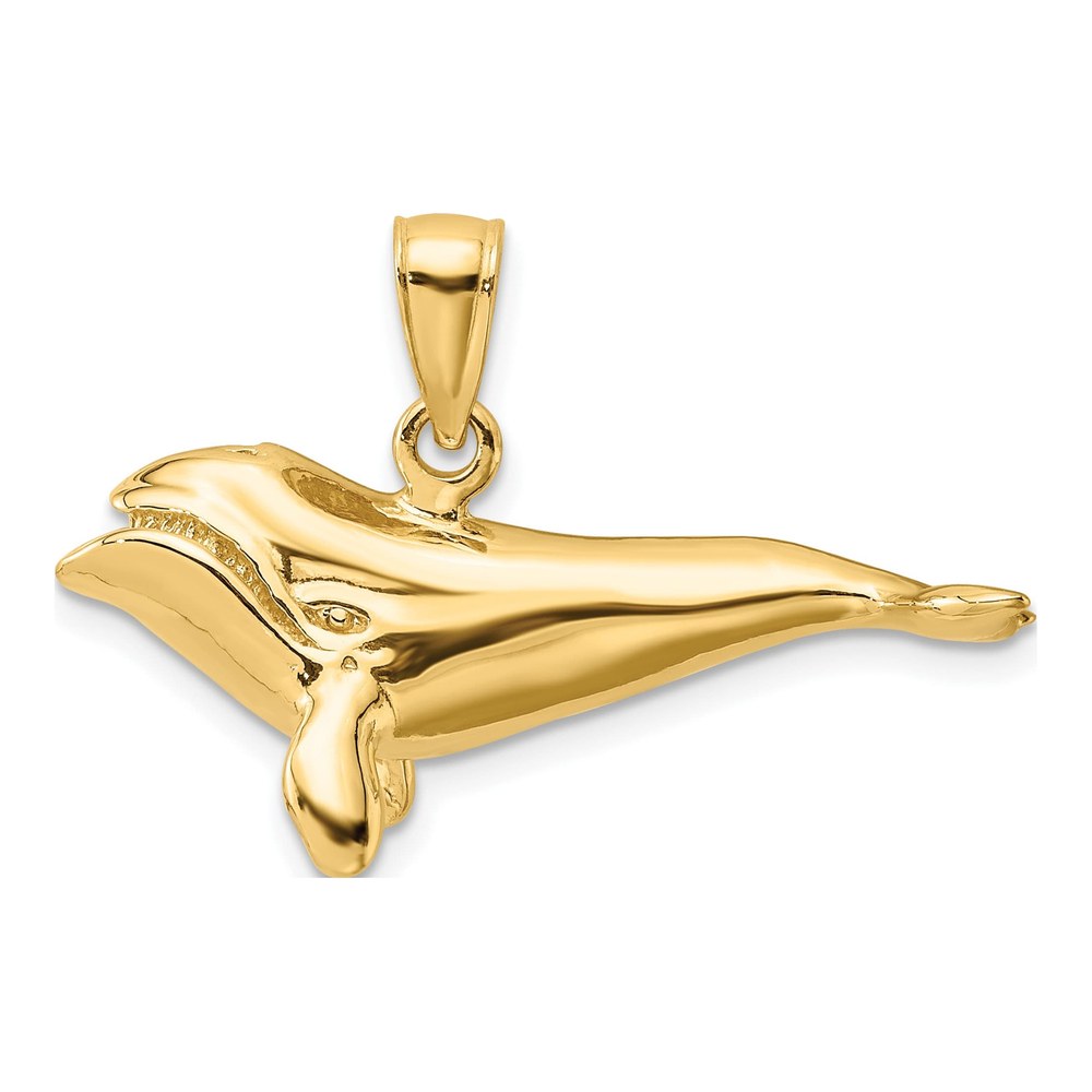 14K Yellow Gold 3D Bowhead Whale Charm