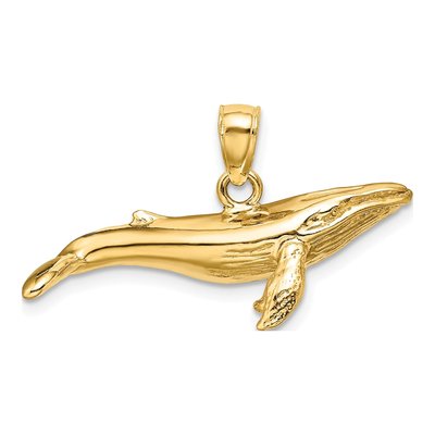 14K Yellow Gold 3-D Humpback Whale Pendant – view 4