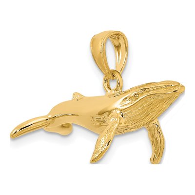 14K Yellow Gold 3-D Humpback Whale Pendant – view 5