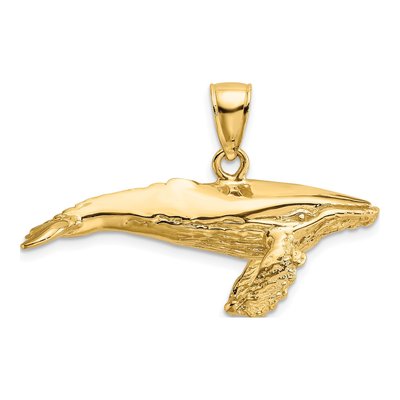 14K Yellow Gold 3-D Humpback Whale Pendant – view 4