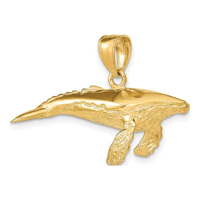 14K Yellow Gold 3-D Humpback Whale Pendant – view 5