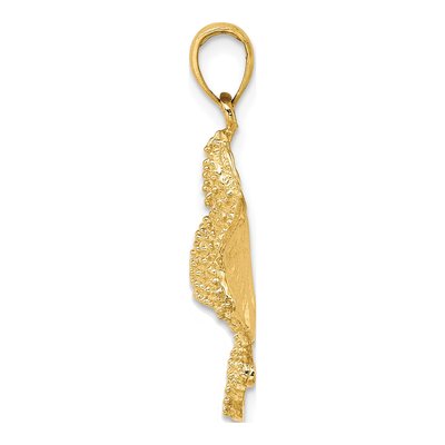 14K Yellow Gold Textured Eagle Ray Pendant – view 3