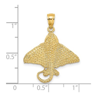 14K Yellow Gold Textured Eagle Ray Pendant – view 4