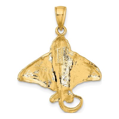 14K Yellow Gold Textured Eagle Ray Pendant – view 5
