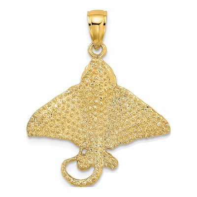 14K Yellow Gold Textured Eagle Ray Pendant