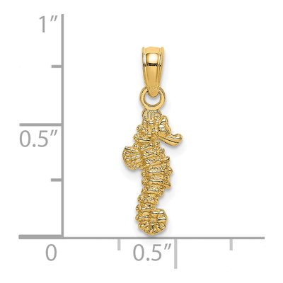 14K Yellow Gold 3D Mini Seahorse Pendant – view 4