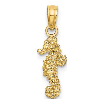 14K Yellow Gold 3D Mini Seahorse Pendant – view 5