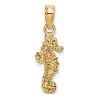 14K Yellow Gold 3D Mini Seahorse Pendant