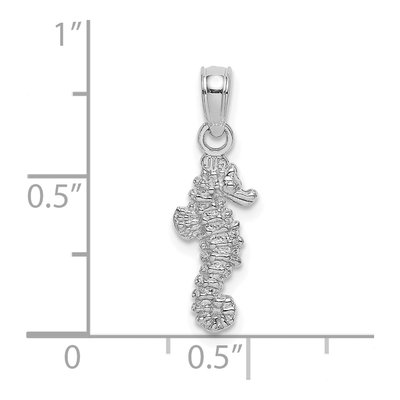 14K White Gold 3-D Mini Seahorse Pendant – view 4