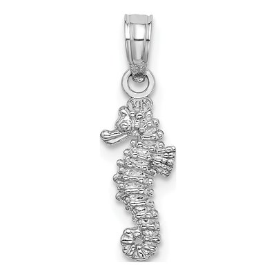 14K White Gold 3-D Mini Seahorse Pendant – view 5