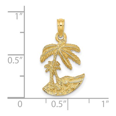 14K Yellow Gold Palm Trees Island Charm – view 4