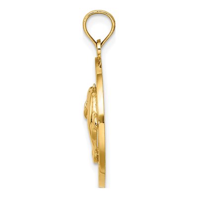 14K Yellow Gold Florida Dolphins Circle Charm – view 3