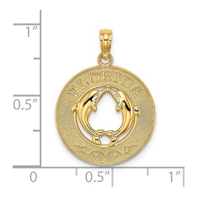 14K Yellow Gold Florida Dolphins Circle Charm – view 4