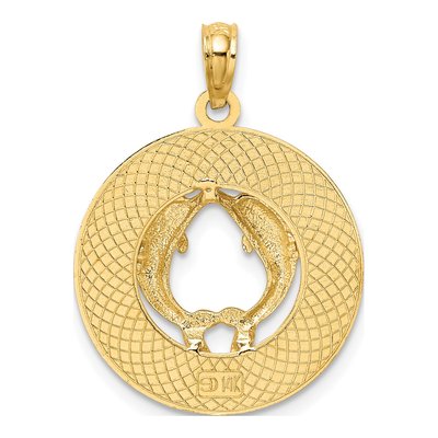 14K Yellow Gold Florida Dolphins Circle Charm – view 5