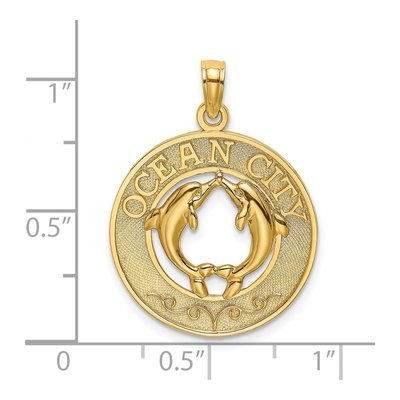 14K Yellow Gold Ocean City Dolphins Charm – view 4