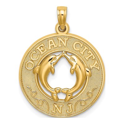 14K Yellow Gold Ocean City NJ Dolphin Charm