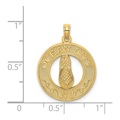 14K Yellow Gold Ocean City NJ Flip Flop Charm – view 4