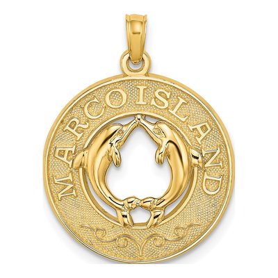 14K Yellow Gold Marco Island Dolphin Charm