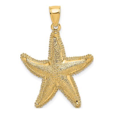 14K Yellow Gold Textured Starfish Pendant