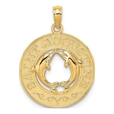 14K Yellow Gold Saint Augustine Dolphins Charm