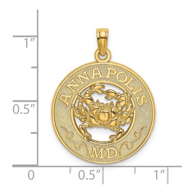 14K Yellow Gold Annapolis MD Crab Pendant – view 4