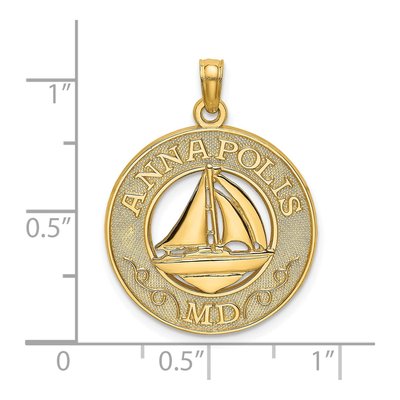 14K Yellow Gold Annapolis MD Sailboat Charm – view 4