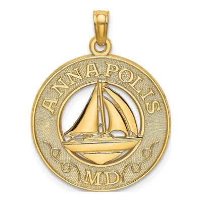 14K Yellow Gold Annapolis MD Sailboat Charm