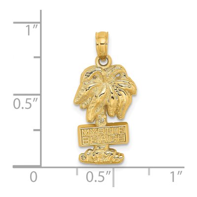 14K Yellow Gold Myrtle Beach Palm Tree Charm – view 4