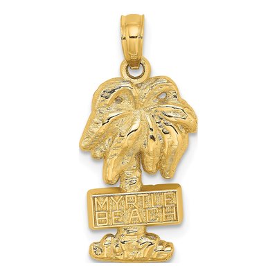14K Yellow Gold Myrtle Beach Palm Tree Charm