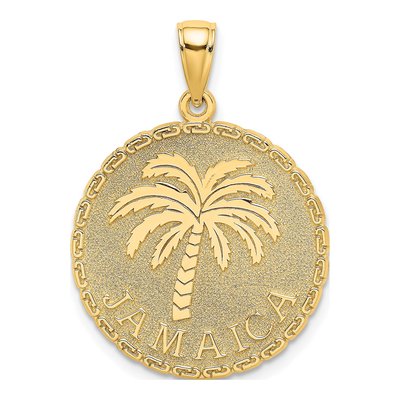 14K Yellow Gold Jamaica Palm Tree Disk Charm