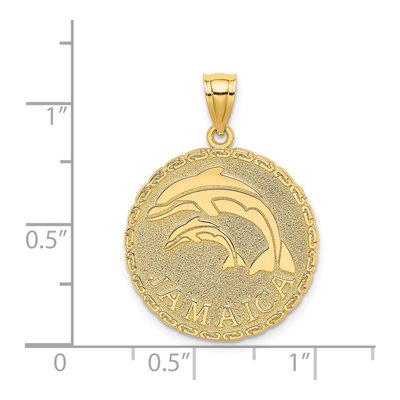 14K Yellow Gold Jamaica Dolphins Disk Charm – view 4
