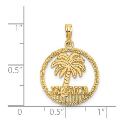 14K Yellow Gold Jamaica Palm Tree Circle Charm – view 4