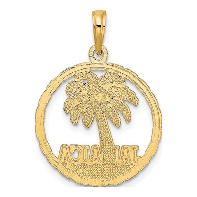 14K Yellow Gold Jamaica Palm Tree Circle Charm – view 5