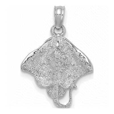 14K White Gold Stingray Pendant