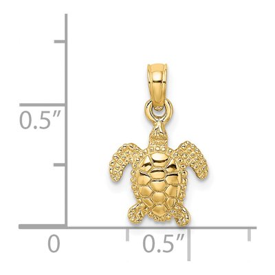 14K Yellow Gold 3D Mini Sea Turtle Charm – view 4