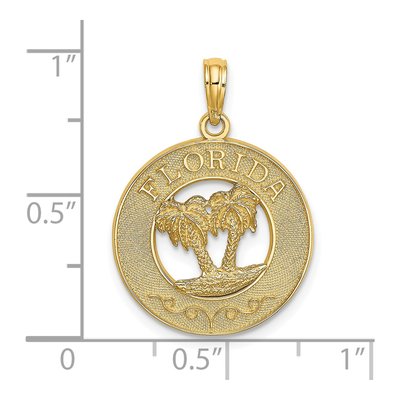 14K Yellow Gold Florida Palm Tree Circle Charm – view 4