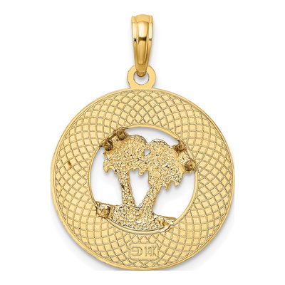 14K Yellow Gold Florida Palm Tree Circle Charm – view 5