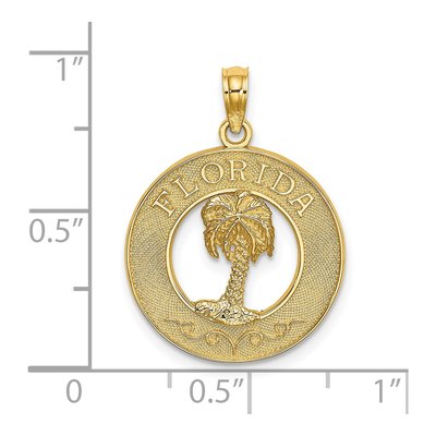 14K Yellow Gold Florida Palm Tree Circle Charm – view 4