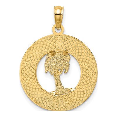 14K Yellow Gold Florida Palm Tree Circle Charm – view 5