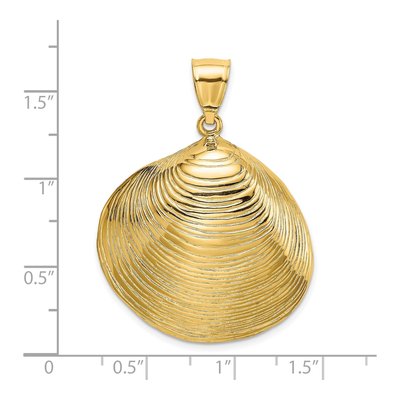 14K Yellow Gold Textured Clam Shell Pendant – view 4
