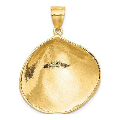 14K Yellow Gold Textured Clam Shell Pendant – view 5
