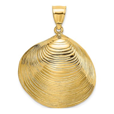 14K Yellow Gold Textured Clam Shell Pendant