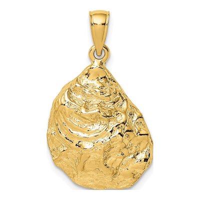 14K Yellow Gold Textured Oyster Shell Charm